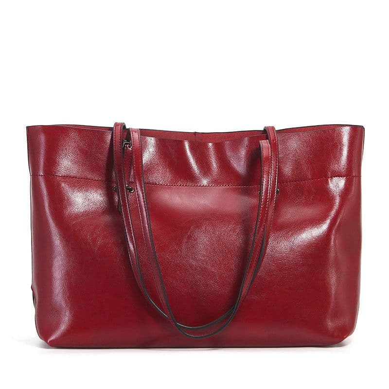 image-Factory direct sales 2020 new leather handbags fashion oil wax cowhide big bag portable single shoulder bag one drop shipping