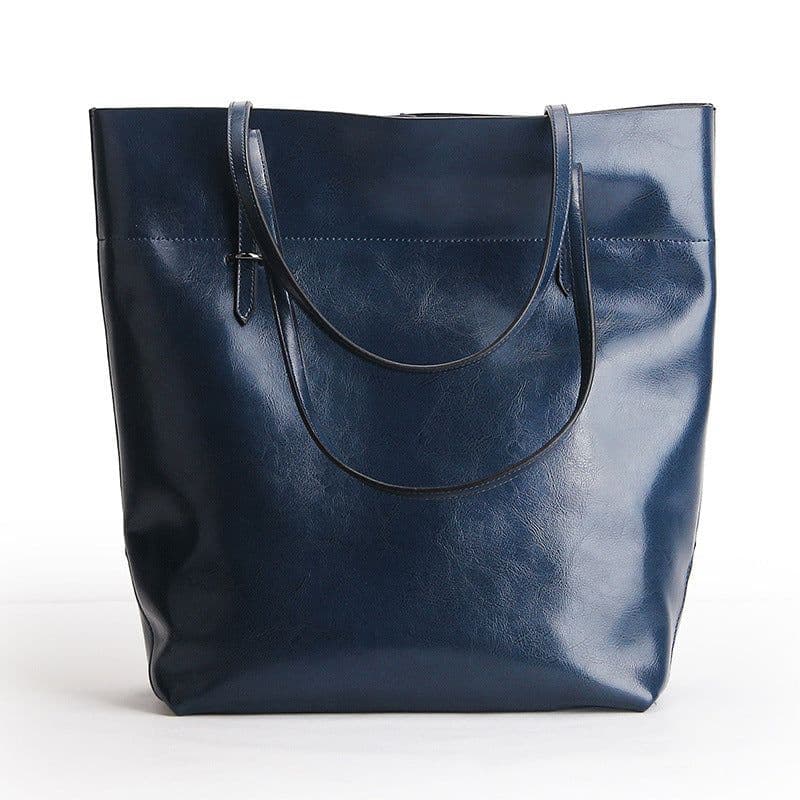 image-Factory direct sales 2020 new leather handbags fashion oil wax cowhide big bag portable single shoulder bag one drop shipping