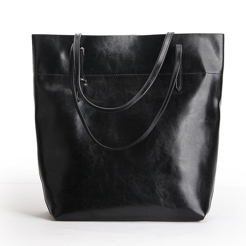 image-Factory direct sales 2020 new leather handbags fashion oil wax cowhide big bag portable single shoulder bag one drop shipping