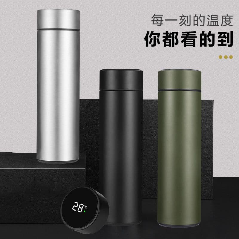 image-B41 temperature-sensing smart cup 304 stainless steel vacuum flask three-color display temperature 500mls fashion gift water cup