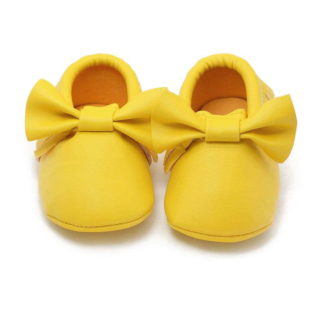 image-Same style for Xiaoqi! Bowknot PU texture handmade soft bottom tassel toddler shoes baby shoes original single spring and autumn