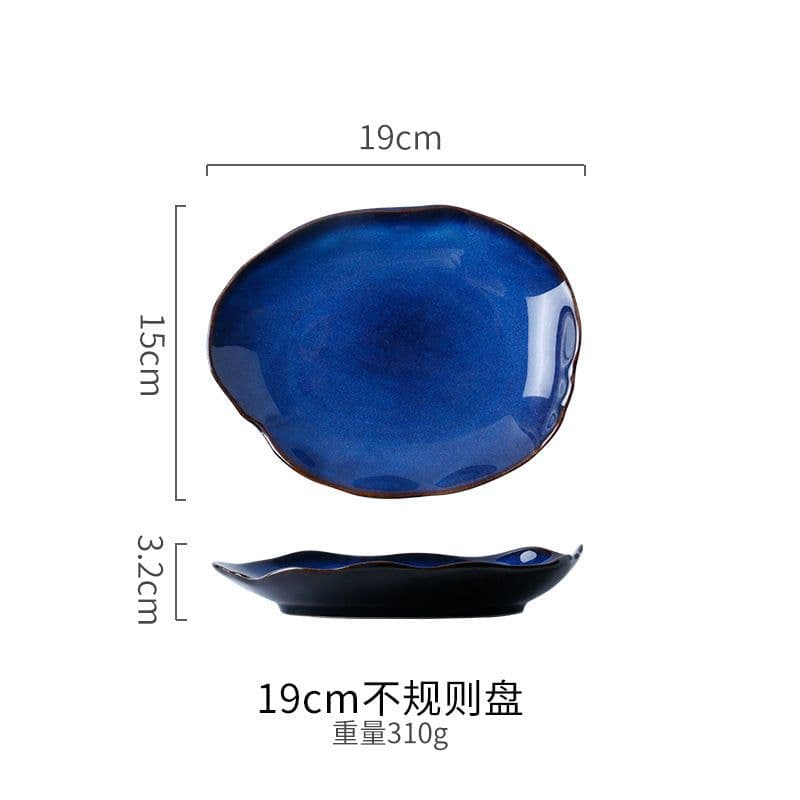 image-Creative Japanese ceramic tableware household dishes restaurant irregular noodle bowl soup bowl fish plate sushi plate sashimi plate