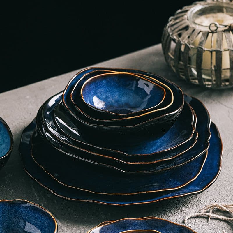 image-Creative Japanese ceramic tableware household dishes restaurant irregular noodle bowl soup bowl fish plate sushi plate sashimi plate