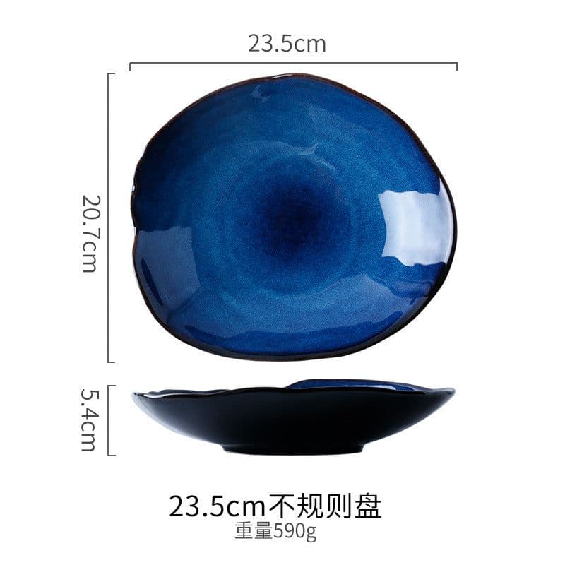 image-Creative Japanese ceramic tableware household dishes restaurant irregular noodle bowl soup bowl fish plate sushi plate sashimi plate