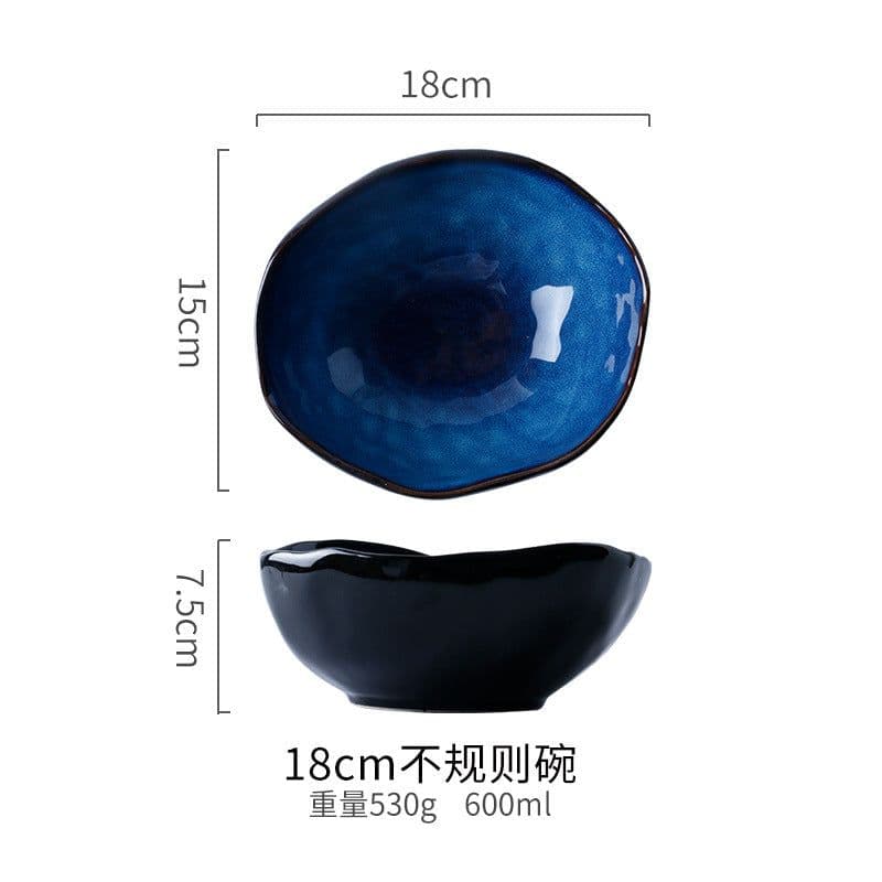 image-Creative Japanese ceramic tableware household dishes restaurant irregular noodle bowl soup bowl fish plate sushi plate sashimi plate