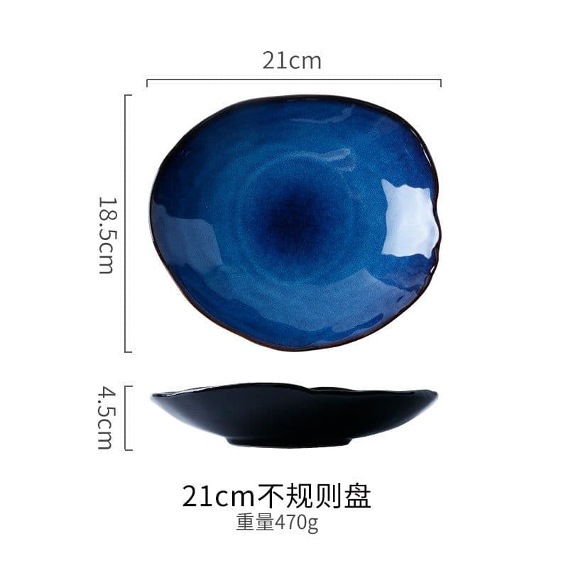 image-Creative Japanese ceramic tableware household dishes restaurant irregular noodle bowl soup bowl fish plate sushi plate sashimi plate