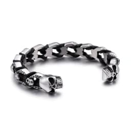 image-European and American domineering titanium steel men's bracelet open double faucet titanium steel bracelet personality trend men's wolf head bracelet