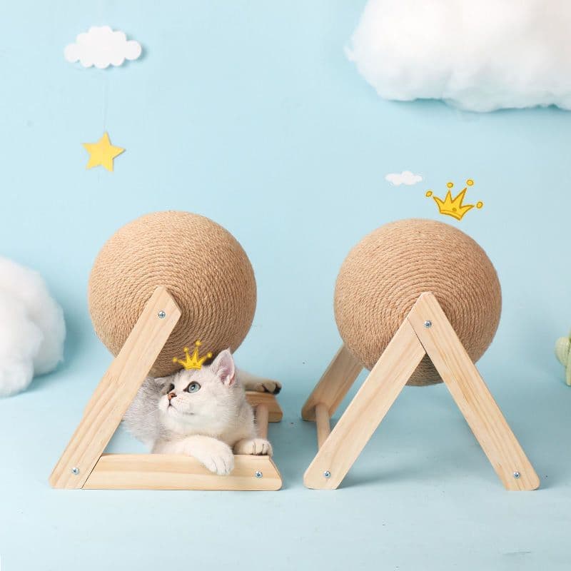 image-Wear-resistant cat scratching board, solid wood vertical cat toy supplies, cat grinding claw special device, sisal cat scratching ball