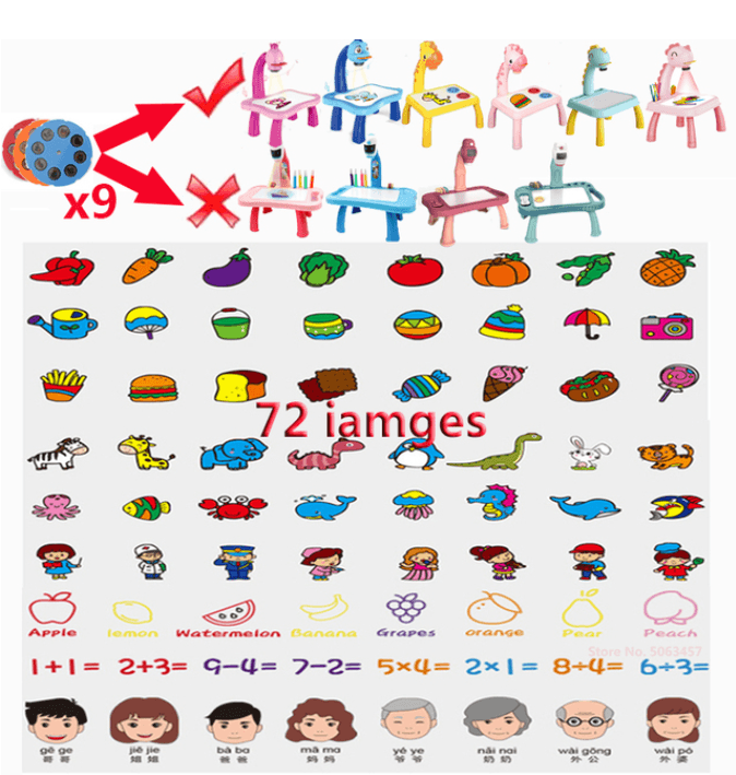 image-Cross-border children's intelligent projection painting machine enlightenment early education drawing board table
