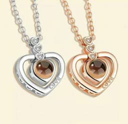 image-Douyin net celebrity 100 languages I love you love memory projection peach heart love necklace clavicle chain does not fade