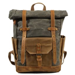 image-Retro hit color oil wax waterproof canvas travel backpack computer school bag large capacity outdoor ladies backpack men's bag