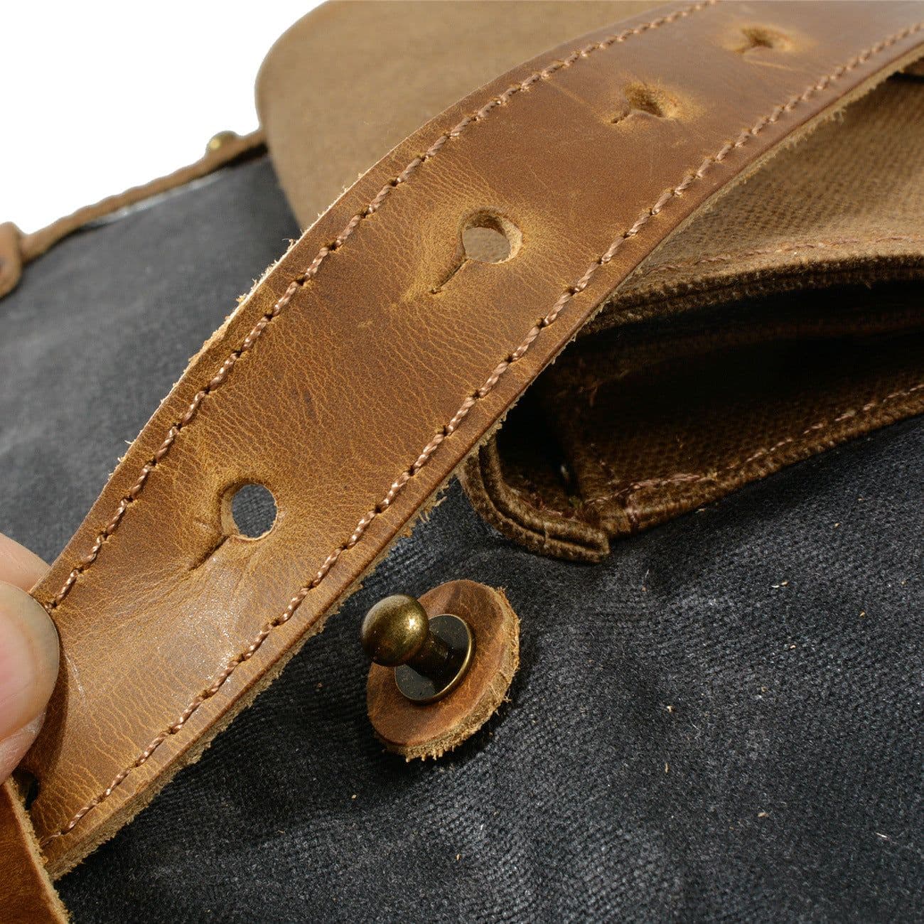 image-Retro hit color oil wax waterproof canvas travel backpack computer school bag large capacity outdoor ladies backpack men's bag