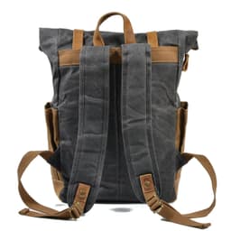 image-Retro hit color oil wax waterproof canvas travel backpack computer school bag large capacity outdoor ladies backpack men's bag