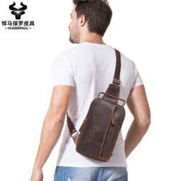 image-leather retro multifunctional casual shoulder bag men's cross-body bag shoulder bag men's chest bag