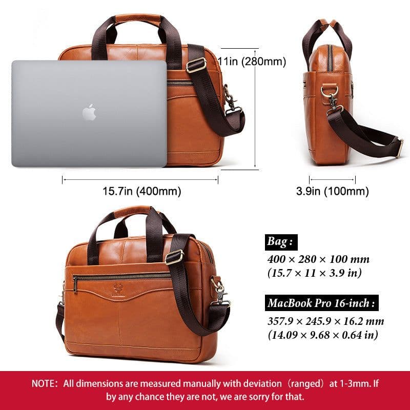 image-Men's leather shoulder messenger men's bag head layer cowhide multifunctional portable briefcase men's handbag