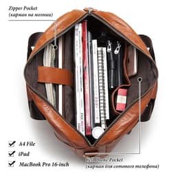 image-Men's leather shoulder messenger men's bag head layer cowhide multifunctional portable briefcase men's handbag