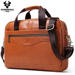 image-Men's leather shoulder messenger men's bag head layer cowhide multifunctional portable briefcase men's handbag
