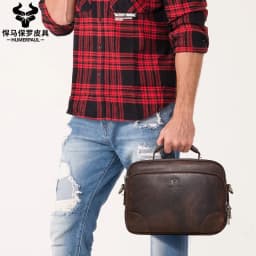 image-retro men's leather shoulder bag large-capacity leather outdoor men's bag messenger bag