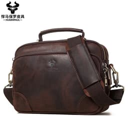 image-retro men's leather shoulder bag large-capacity leather outdoor men's bag messenger bag