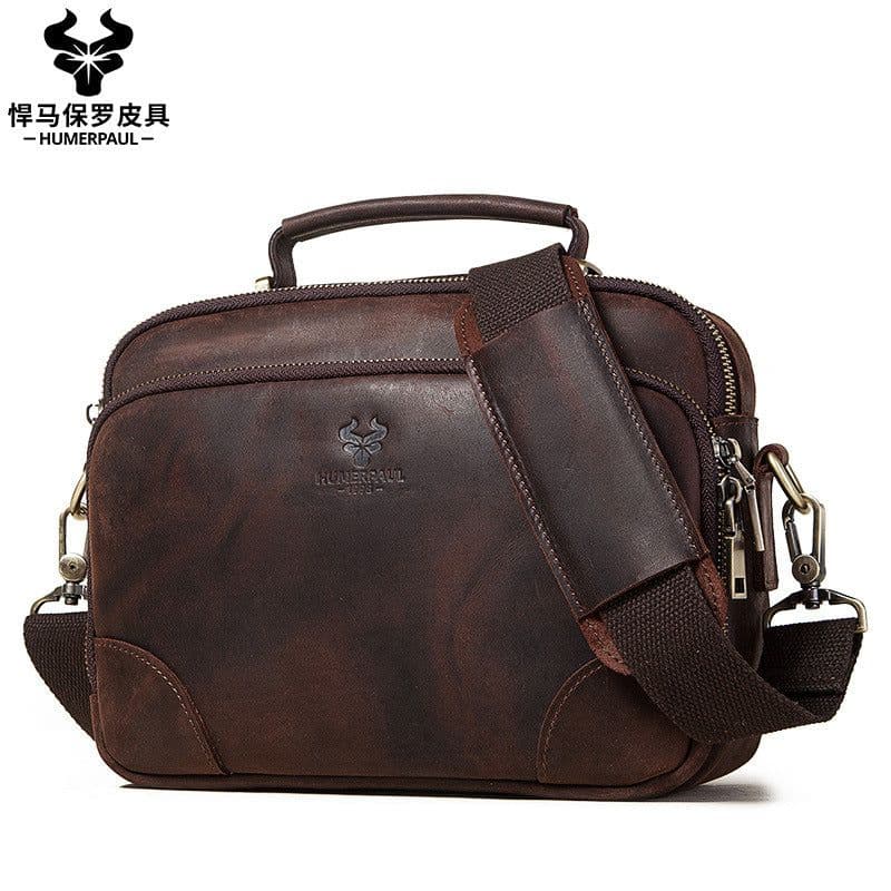image-retro men's leather shoulder bag large-capacity leather outdoor men's bag messenger bag