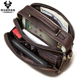 image-retro men's leather shoulder bag large-capacity leather outdoor men's bag messenger bag