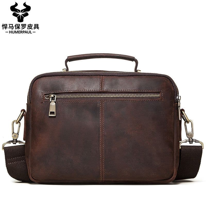 image-retro men's leather shoulder bag large-capacity leather outdoor men's bag messenger bag