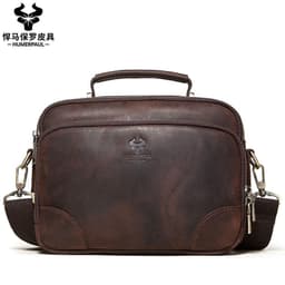 image-retro men's leather shoulder bag large-capacity leather outdoor men's bag messenger bag