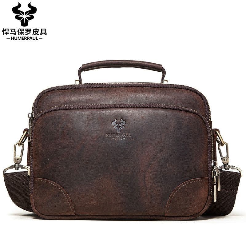 image-retro men's leather shoulder bag large-capacity leather outdoor men's bag messenger bag