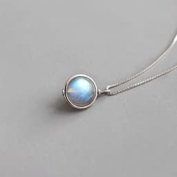 image-XA147 Korean version of silver jewelry S925 sterling silver personalized handmade natural moonstone box chain female necklace necklace