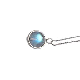 image-XA147 Korean version of silver jewelry S925 sterling silver personalized handmade natural moonstone box chain female necklace necklace