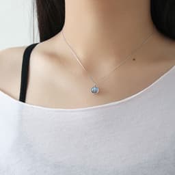 image-XA147 Korean version of silver jewelry S925 sterling silver personalized handmade natural moonstone box chain female necklace necklace