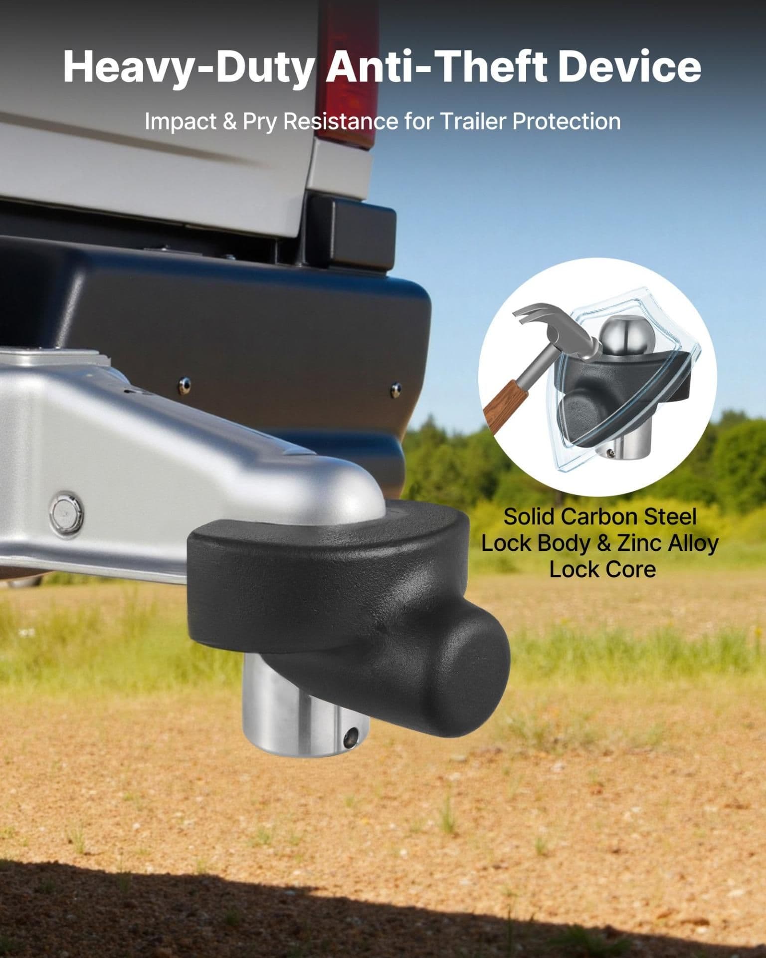 image-VEVOR Trailer Hitch Lock for 2-5/16" Couplers - Heavy-Duty Anti-Theft