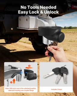 image-VEVOR Trailer Hitch Lock for 2-5/16" Couplers - Heavy-Duty Anti-Theft