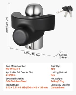 image-VEVOR Trailer Hitch Lock for 2-5/16" Couplers - Heavy-Duty Anti-Theft