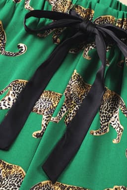 image-Green Cheetah Print Pajama Set - Short Sleeve Shirt & Pants