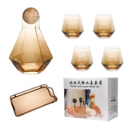 image-Glass Decanter Set - Amber 350ml Modern