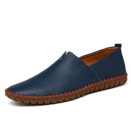 image-Men's Leather Slip-On Shoes - Brown Casual Driver