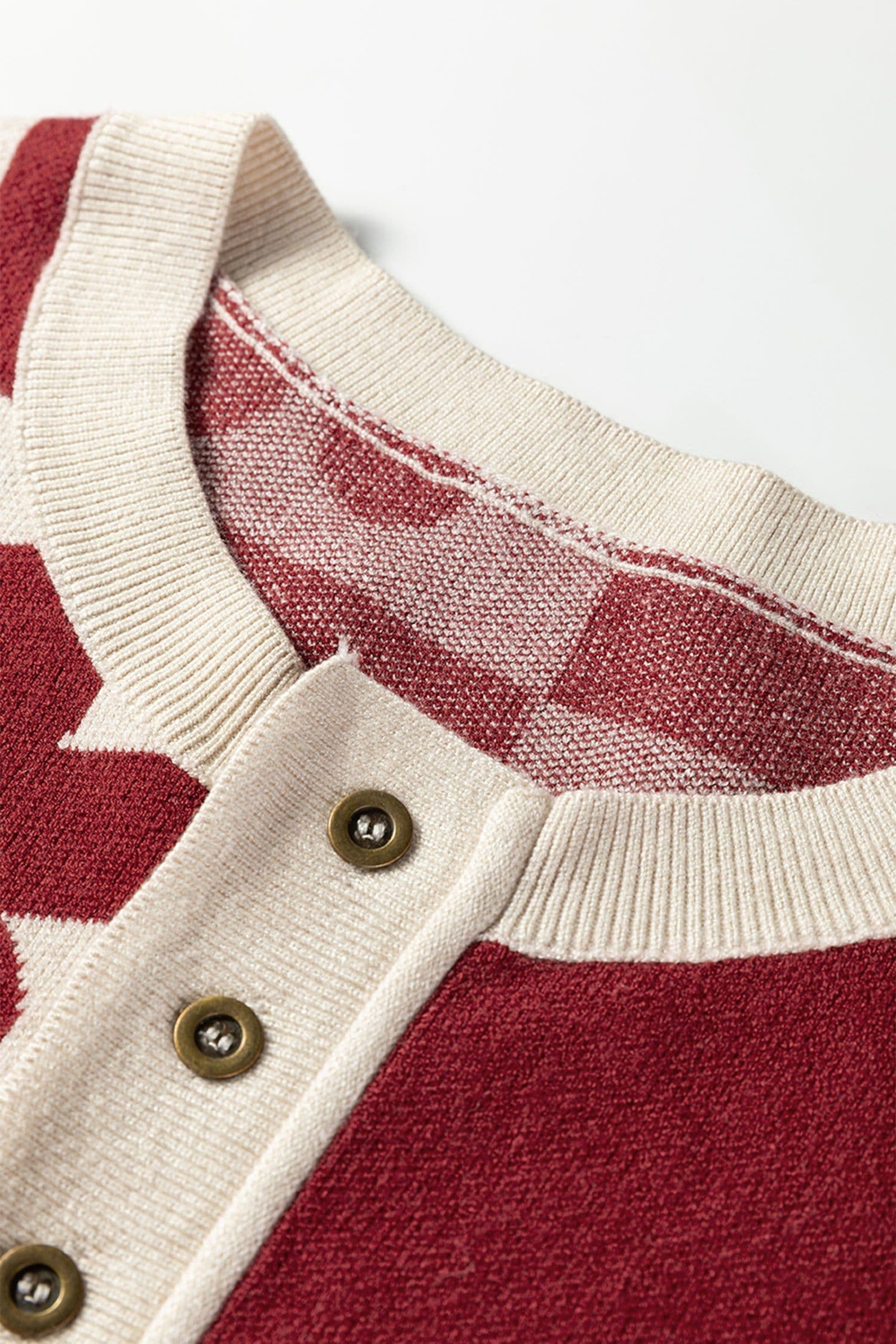 image-Thai Curry Flower Plaid Henley Baggy Sweater