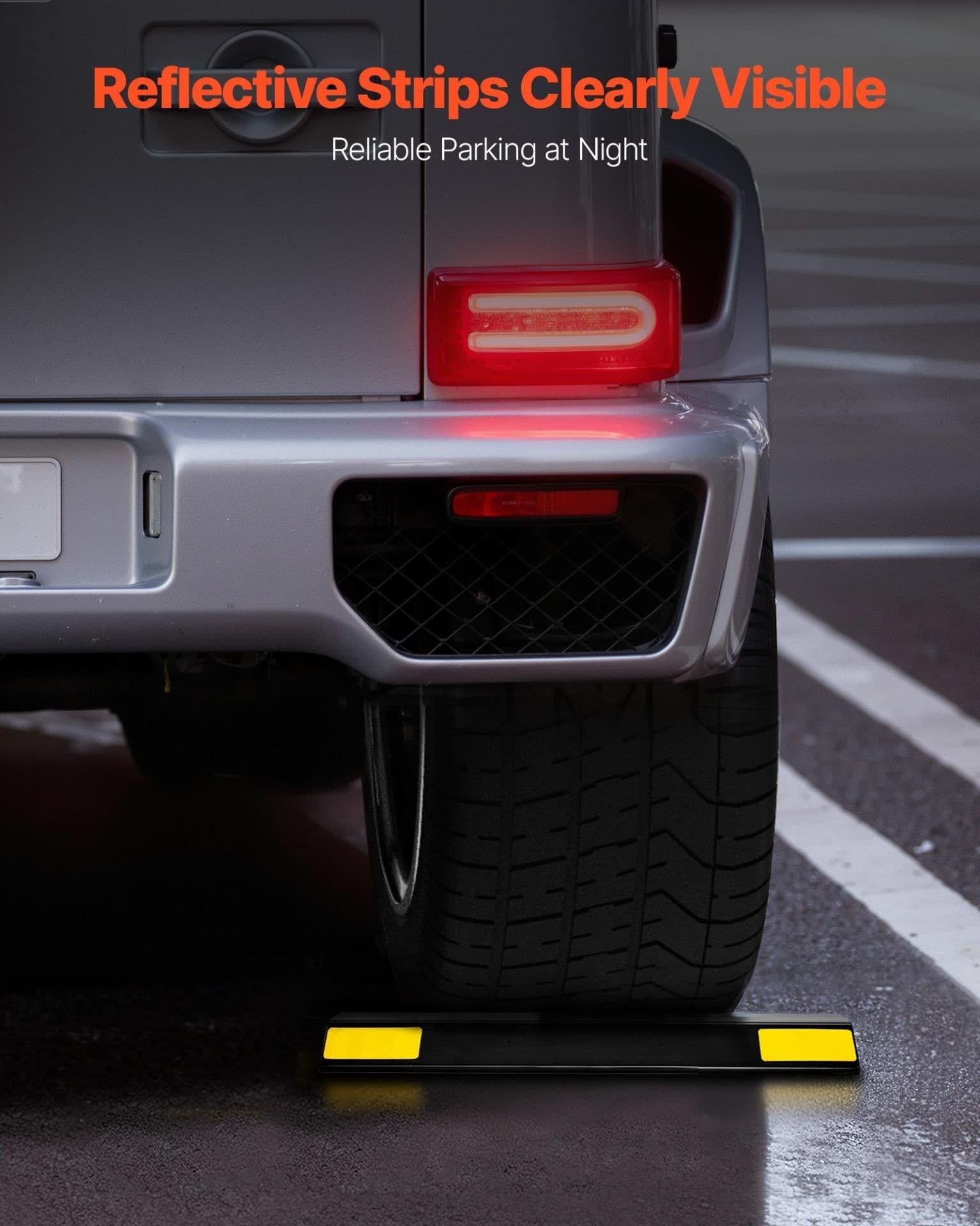 image-VEVOR 18" Heavy Duty Parking Stopper - 2 Pcs PP Curb with Strips