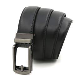 image-Genuine Leather Automatic Buckle Men's Belt - Bright Brown, 120cm