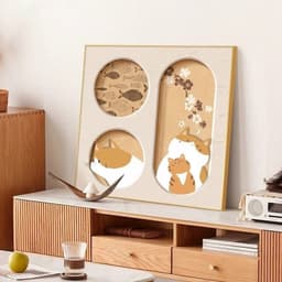 image-Cute Cat Dining Roomliving Room Cream Style Desktop Decorative Painting