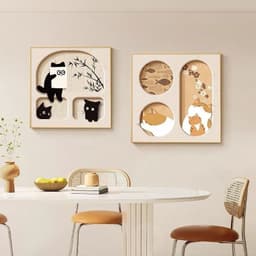 image-Cute Cat Dining Roomliving Room Cream Style Desktop Decorative Painting