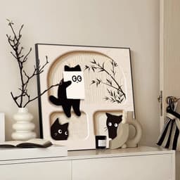 image-Cute Cat Dining Roomliving Room Cream Style Desktop Decorative Painting