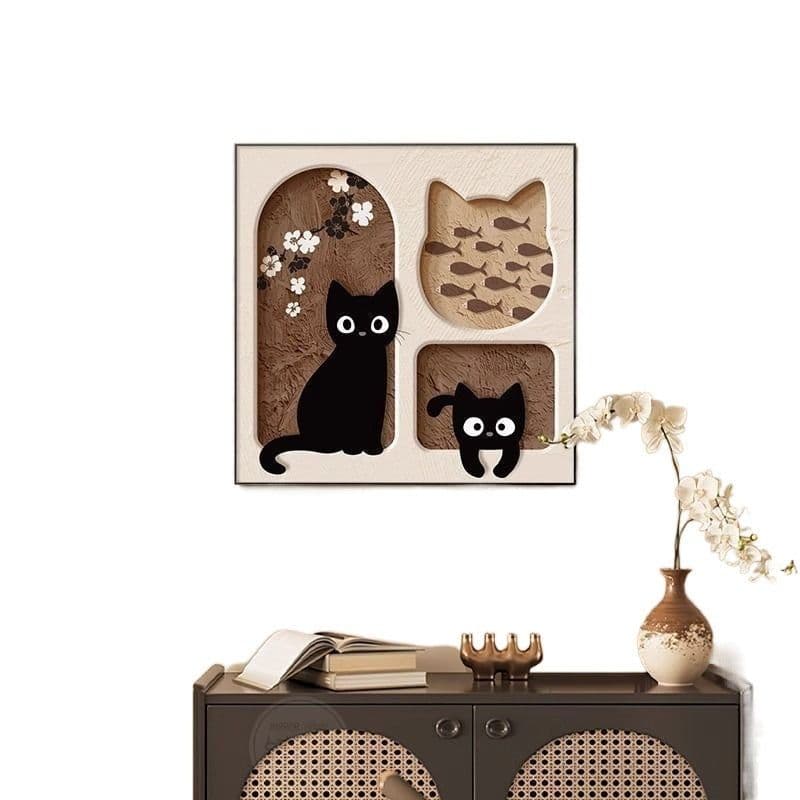 image-Cute Cat Dining Roomliving Room Cream Style Desktop Decorative Painting