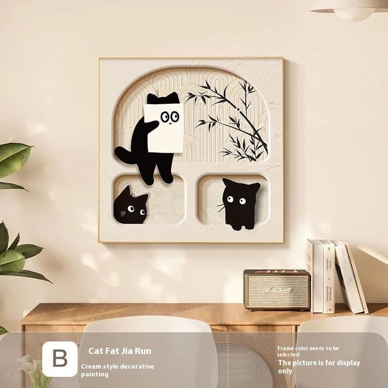image-Cute Cat Dining Roomliving Room Cream Style Desktop Decorative Painting