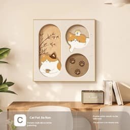 image-Cute Cat Dining Roomliving Room Cream Style Desktop Decorative Painting