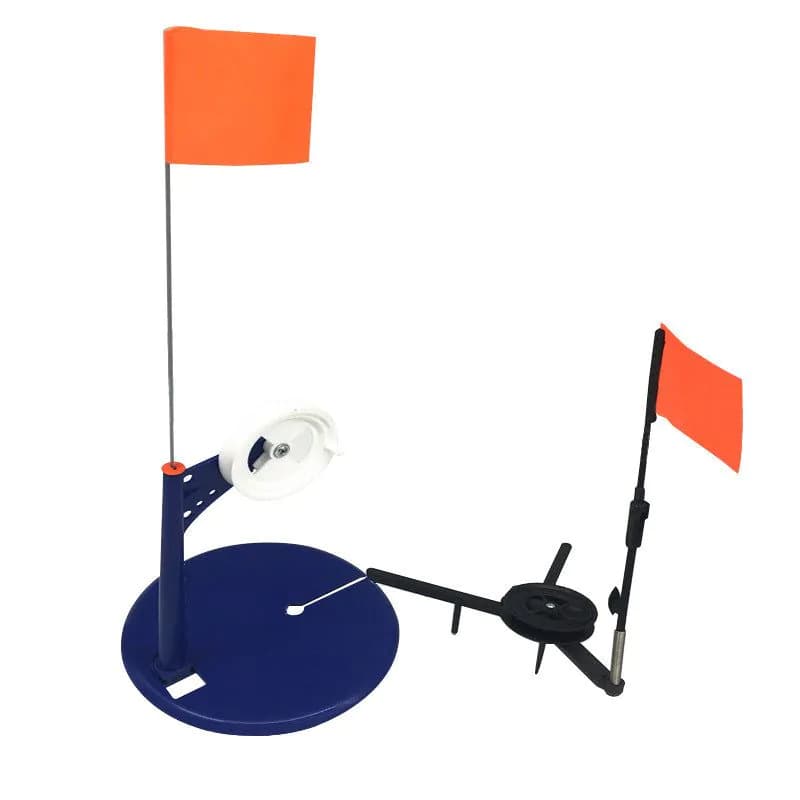 image-6pcs ABS Ice Fishing Tip-Up Ice Fishing Rod With Hole Cover And Orange Flag Winter Fishing Accessories