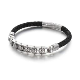 image-Men's Rotatable Stainless Steel Braided Leather Bracelet