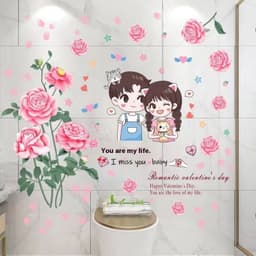 image-Cartoon Stickers Bathroom Tile Wall Waterproof Fish Tank Decoration