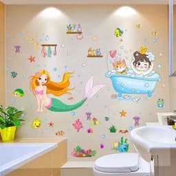 image-Cartoon Stickers Bathroom Tile Wall Waterproof Fish Tank Decoration
